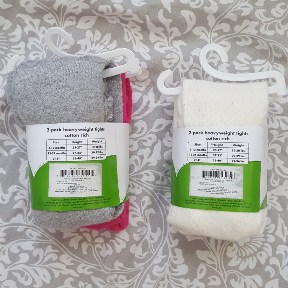 4 Pairs of Tights Jumping Beans Pink,Gray,White - Picture 4 of 6